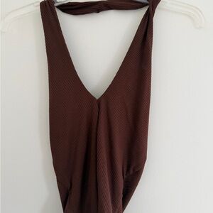 gaze Brown Ribbed Tank Top
